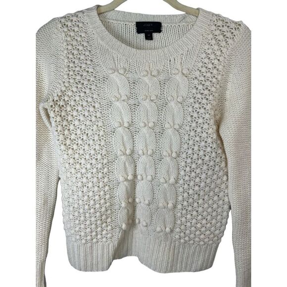 J. Crew Popcorn cable-knit sweater Ivory sz XS - Picture 3 of 10